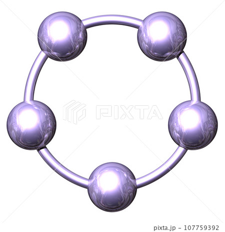3DCG「5つの球体・ボール連携」パープル,紫 107759392