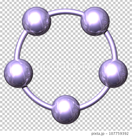 3DCG「5つの球体・ボール連携」パープル,紫 107759392