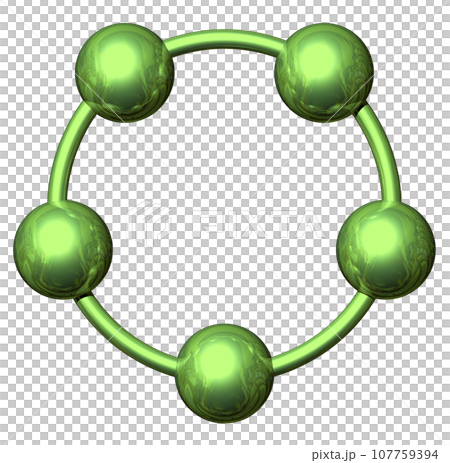 3DCG「5つの球体・ボール連携」グリーン,緑 107759394