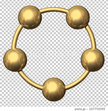 3DCG「5つの球体・ボール連携」ゴールド,金 107759395