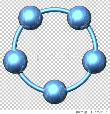 3DCG "5 spheres/ball cooperation" blue, blue 107759396