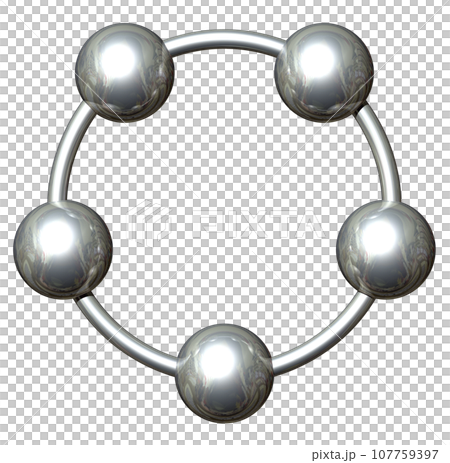 3DCG「5つの球体・ボール連携」シルバー,銀 107759397