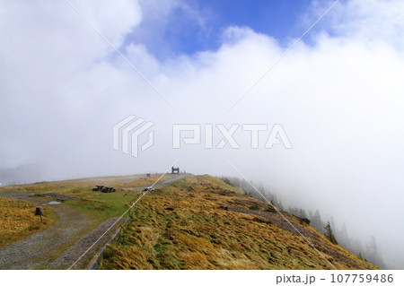 霧（雲）に包まれた王ヶ頭山頂付近 (美ヶ原高原) 107759486