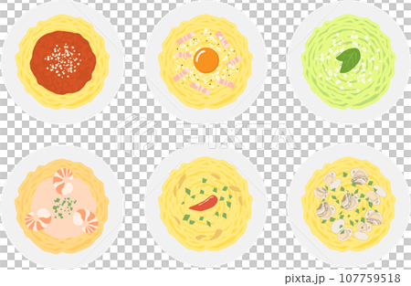パスタ俯瞰集合イラスト 107759518
