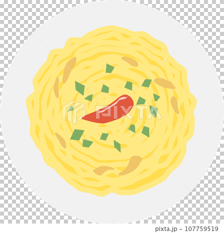 Peperoncino pasta overhead view illustration Peperoncino pasta overhead view illustration 107759519