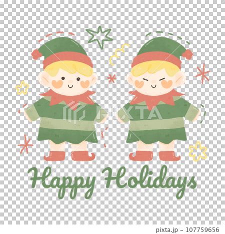 happy holidays christmas vibes cute kawaii little elf Sublimation T-shirt Design	 107759656