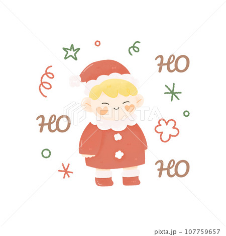 christmas vibes ho ho ho cute kawaii little boy happy santa illustration for t shirt design, stocker, logo, banner	 107759657