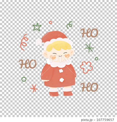christmas vibes ho ho ho cute kawaii little boy happy santa illustration for t shirt design, stocker, logo, banner	 107759657