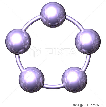3DCG「5つの球体・ボール連携」パープル,紫 107759756