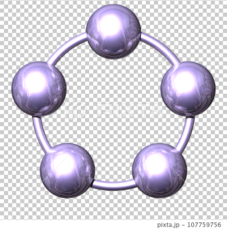 3DCG「5つの球体・ボール連携」パープル,紫 107759756