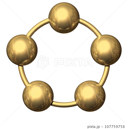 3DCG「5つの球体・ボール連携」ゴールド,金 107759758