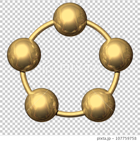 3DCG「5つの球体・ボール連携」ゴールド,金 107759758