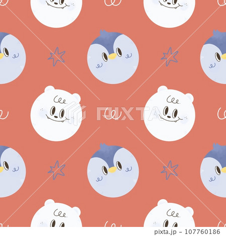 Watercolor cute Christmas Seamless  pattern with ornament polar bear penguin ball Great for Christmas and Winter Projects, Wrapping Paper, Backgrounds, Wallpapers,nursery,baby shower. 107760186