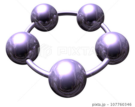 3DCG「5つの球体・ボール連携」パープル,紫 3DCG「5つの球体・ボール連携」パープル,紫 107760346