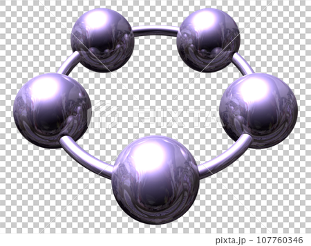 3DCG「5つの球体・ボール連携」パープル,紫 3DCG「5つの球体・ボール連携」パープル,紫 107760346