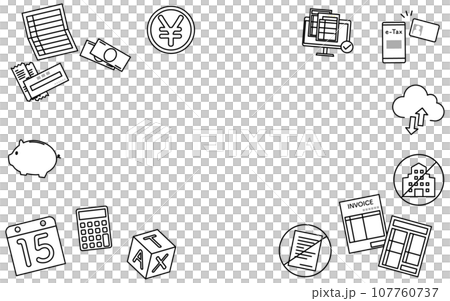 確定申告のシンプルな線画アイコンセットフレーム 107760737