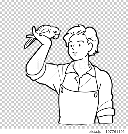 Illustration of birds and zookeepers 107761193