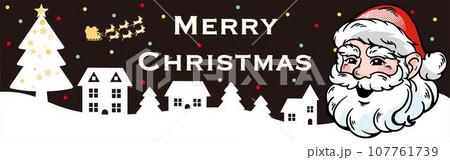 クリスマス　バナー　広告　サンタクロース　街並み　シルエット　かわいい　イラスト素材 107761739