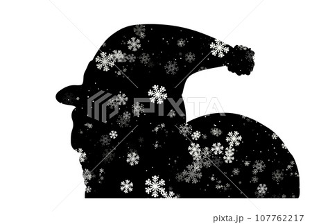 サンタクロースのシルエットと雪 107762217