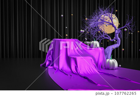 Halloween background with a podium for product display. 3d rendering. 107762265