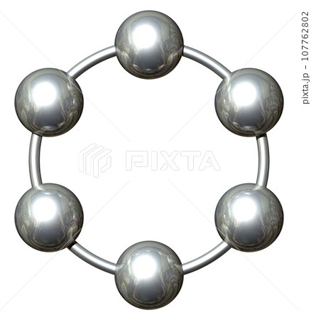 3DCG「6つの球体・ボール連携」シルバー,銀 107762802