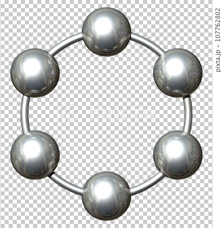 3DCG「6つの球体・ボール連携」シルバー,銀 107762802