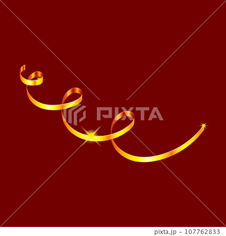 Golden twisted ribbon with shining stars. For the design of banners, cards and sites, for frames. Design element for greeting cards for Valentines Day. Vector. 107762833