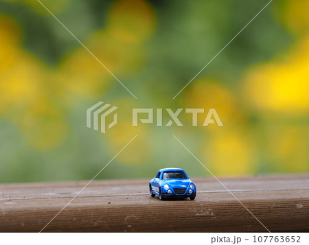 ミニカーのある風景 黄色いお花が背景のコペン ミニカーのある風景 黄色いお花が背景のコペン 107763652