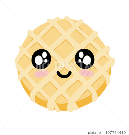 Cute Waffle Smiling Mascot Character Kawaii Cartoon illustration 107764410