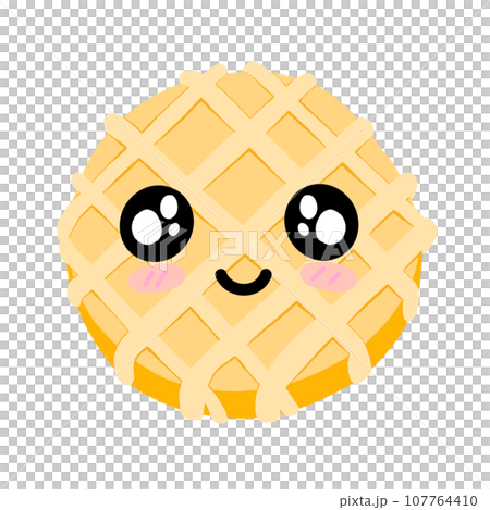 Cute Waffle Smiling Mascot Character Kawaii Cartoon illustration 107764410