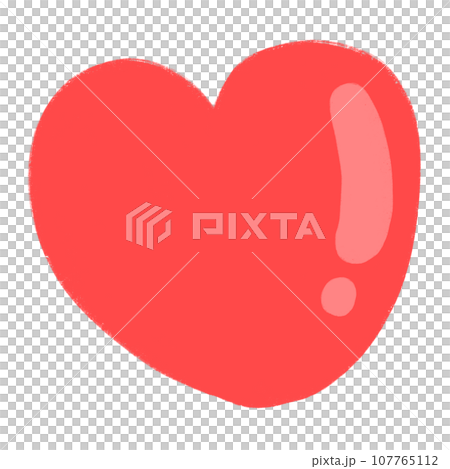 Red Heart Cartoon illustration Cute Heart Hand Drawn 107765112