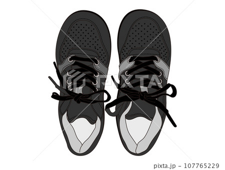 スニーカー 黒いスポーツジュースを上から俯瞰したイラスト 107765229