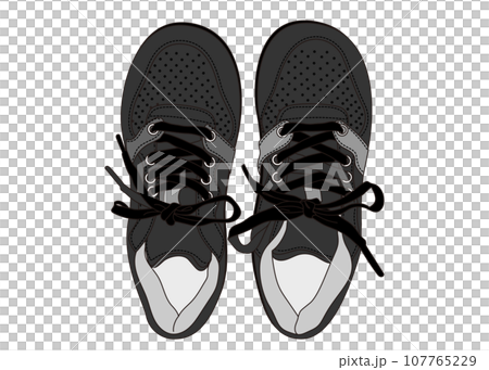 スニーカー 黒いスポーツジュースを上から俯瞰したイラスト 107765229
