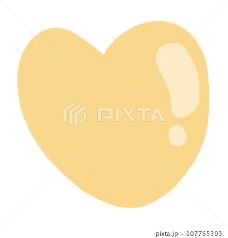 Yellow Heart Cartoon illustration Cute Heart Hand Drawn 107765303