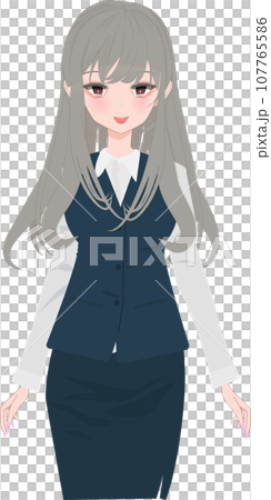 Cute anime-style girl above the waist 107765586