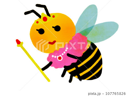 王笏を持って空を飛んでいる女王蜂のイラスト 107765826