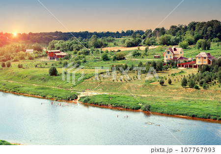 Volga river valley on the outskirts of Rzhev 107767993