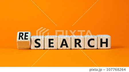 Search or research symbol. Turned wooden cubes and changed the concept word search to research. Beautiful orange table orange background, copy space.Business and search or research concept. Search or research symbol. Turned wooden cubes and changed the concept word search to research. Beautiful orange table orange background, copy space.Business and search or research concept. 107768264