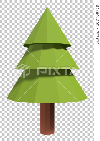 Pine tree 3d render icon. Winter pine tree in a low poly style. Cartoon forest plant. 3D rendering 107768759