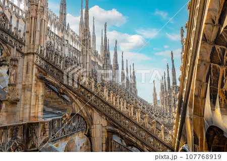 Roof of Milan Cathedral in Italy Roof of Milan Cathedral in Italy 107768919