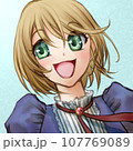 笑顔の少女アイコン（水色背景） 107769089