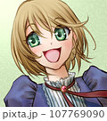 笑顔の少女アイコン（緑背景） 107769090