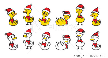 duck christmas vector santa claus hat icon red scarf logo cartoon character yellow rubber duck bird chicken symbol doodle isolated illustration design duck christmas vector santa claus hat icon red scarf logo cartoon character yellow rubber duck bird chicken symbol doodle isolated illustration design 107769408