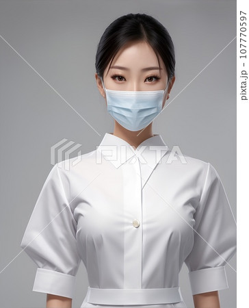 マスクをかけた医療従事者の女性 マスクをかけた医療従事者の女性 107770597