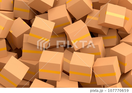 Cardboard box or carton on white background, carrying parcel and online shopping 107770659