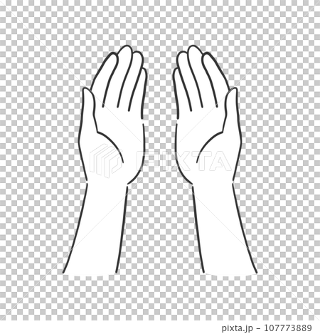 A simple line drawing illustration material of wrapping with both hands 107773889