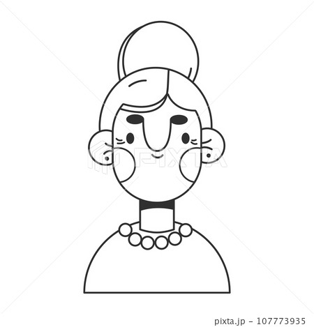 Avatar senior elderly woman isolated black-white 107773935