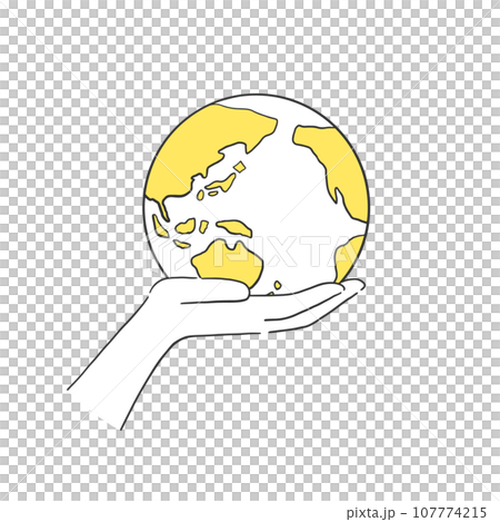 A simple illustration of lifting the earth with one hand 107774215