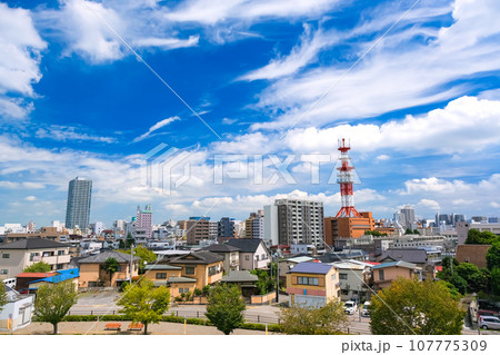 栃木県宇都宮市 宇都宮城址公園から見る宇都宮市の街並み 107775309