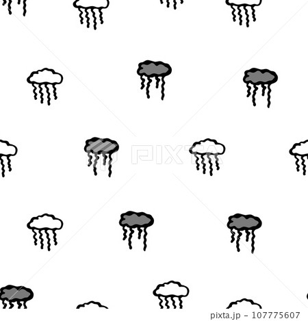 Hand Drawn Jellyfish Seamless Pattern. Sea Life Digital Paper. Underwater World Background with Jelly Fish in Black and White. 107775607